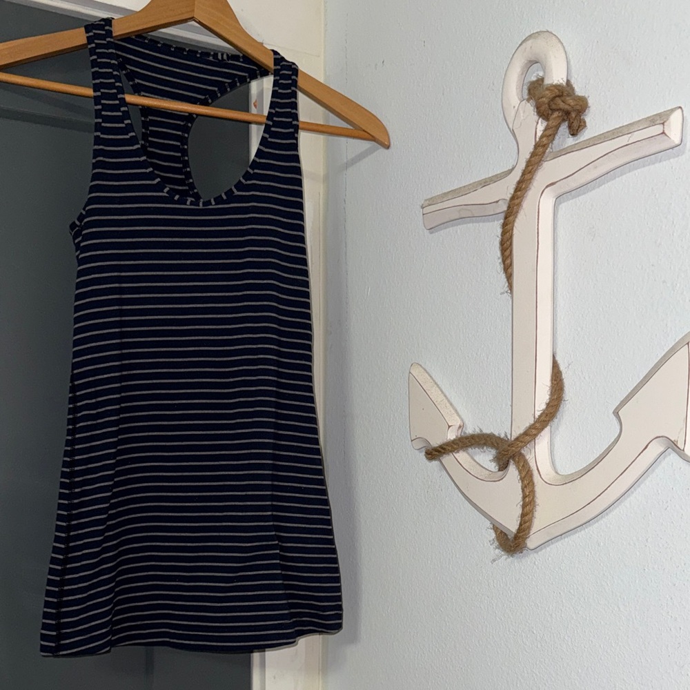 Lululemon Athletica Navy and White Striped Tank